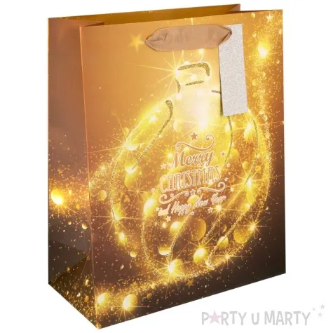 torebka prezentowa merry christmas and happy new year zlota bombka partypal 42x32 cm