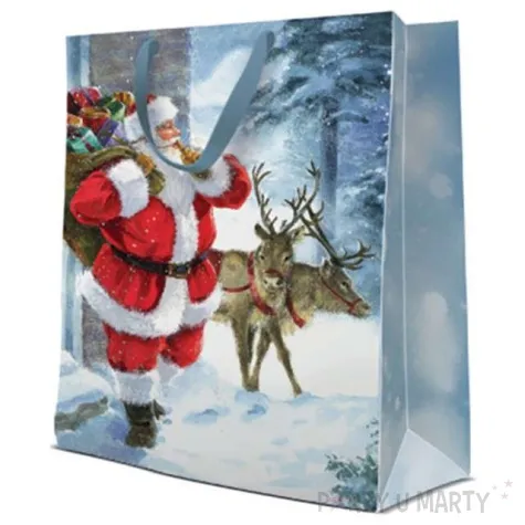 torebka prezentowa mikolaj i renifery kol mix paw 26x33 cm