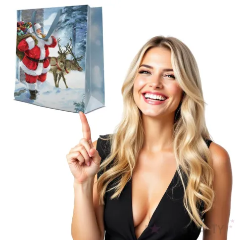 torebka prezentowa mikolaj i renifery kol mix paw 41x30 cm