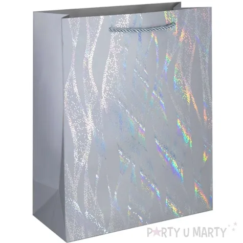 torebka prezentowa opalizujace fale szary partypal 44x31 cm
