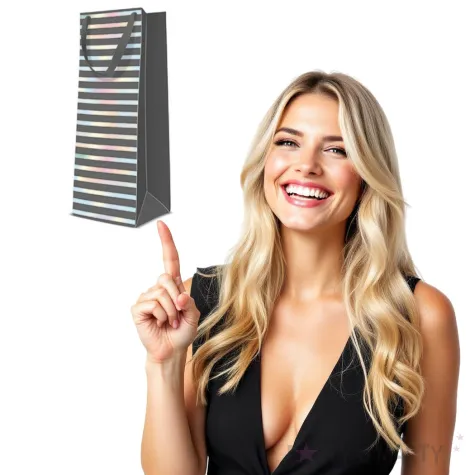 torebka prezentowa paski holo grafitowe paw 12x37 cm