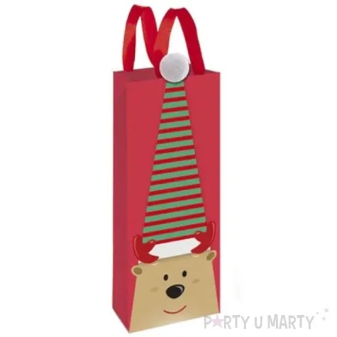 torebka prezentowa renifer czerwona partypal 34x12x10 cm