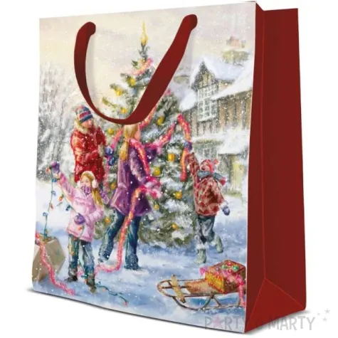 torebka prezentowa rodzinne swieta paw 20 x 25 x 10 cm