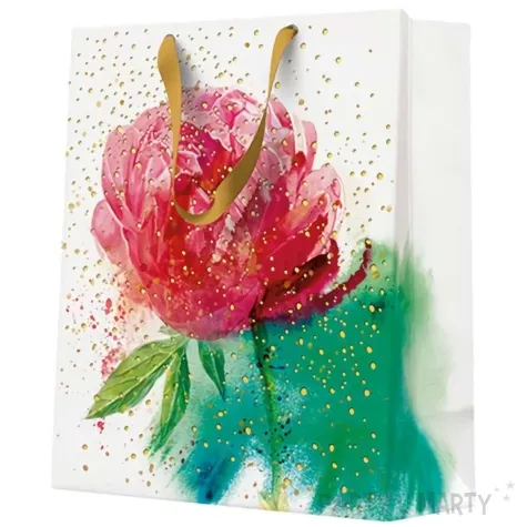 torebka prezentowa roza bialy paw 20 x 25 x 10 cm