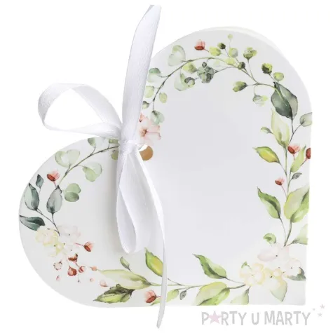 torebka prezentowa serce i eukaliptus bialy santex 10x3x9 cm 6 szt