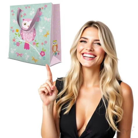 torebka prezentowa sowy paw 20x25 cm