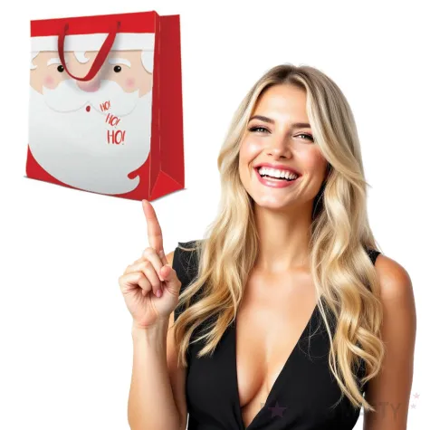 torebka prezentowa swiety mikolaj czerwona paw 26x33 cm