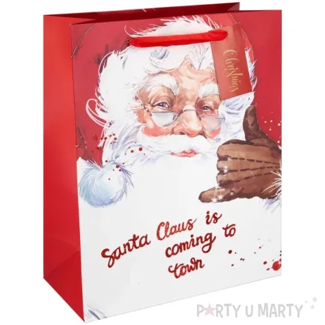 torebka prezentowa swiety mikolaj santa claus is coming back to town partypal 42x32 cm