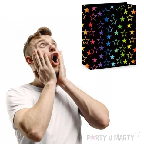 torebka prezentowa teczowe gwiazdki partypal 23 x 18 cm