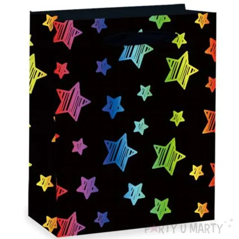 torebka prezentowa teczowe gwiazdy partypal 23 x 18 cm