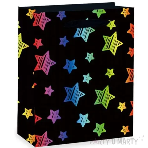 torebka prezentowa teczowe gwiazdy partypal 42 x 32 cm