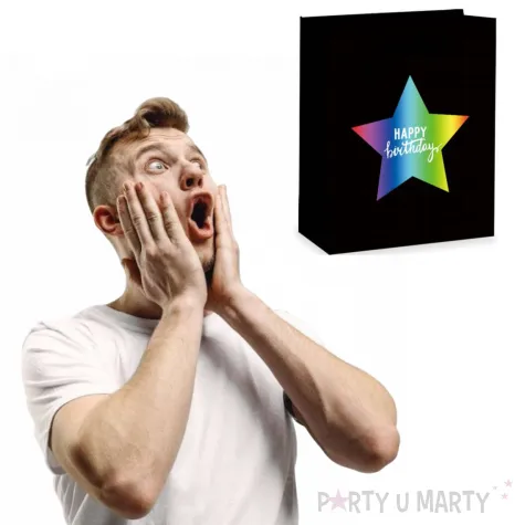 torebka prezentowa teczowe happy birthday partypal 23 x 18 cm