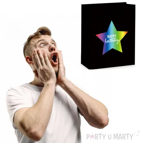 torebka prezentowa teczowe happy birthday partypal 42 x 32 cm