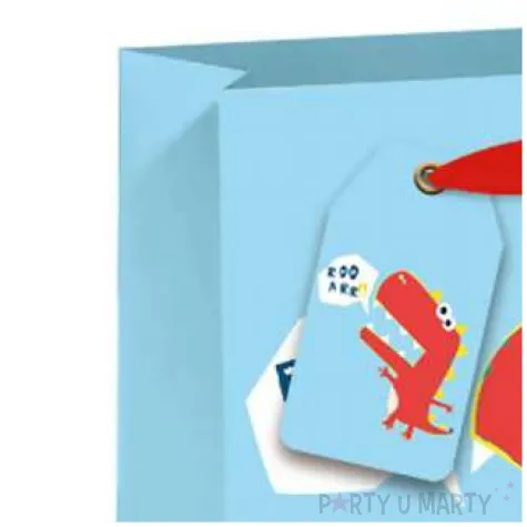 torebka prezentowa wesoly dinozaur niebieska partypal 23 x 18 cm