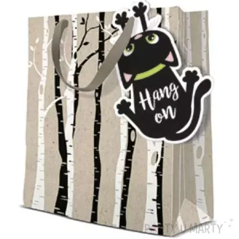 torebka prezentowa wiszacy kot paw 20x25 cm