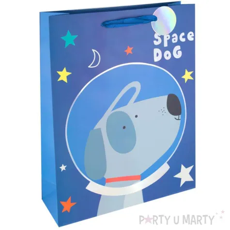 torebka prezentowa wyjatkowe zwierzaki pies astronauta partypal 32x26 cm