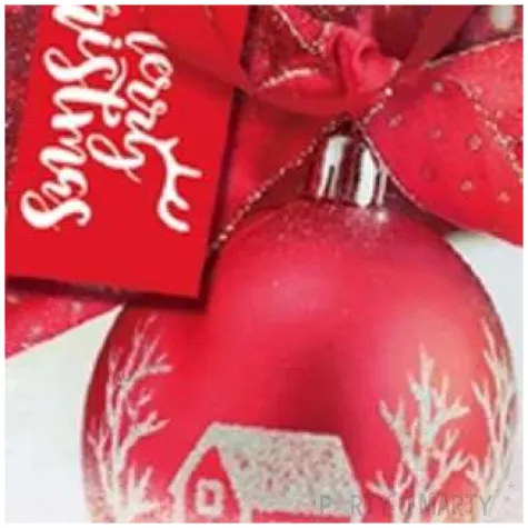 torebka prezentowa xmas bombka domek czerwona partypal 26x32x12 5 cm