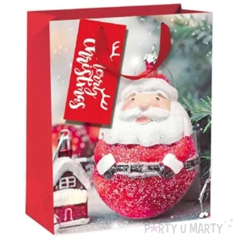 torebka prezentowa xmas bombka mikolaj czerwona partypal 26x32x12 5 cm