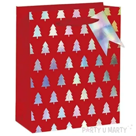 torebka prezentowa xmas choinki czerwona partypal 18x23x10 cm