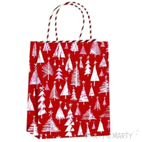 torebka prezentowa xmas choinki czerwona partypal 26x32x12 5 cm