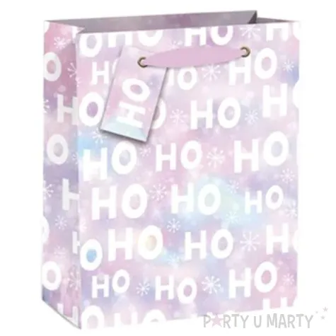 torebka prezentowa xmas ho ho pastelowa partypal 26x32x12 5 cm