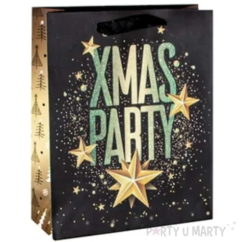 torebka prezentowa xmas party czarna partypal 32x42x12 cm