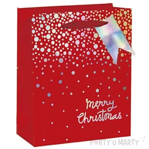 torebka prezentowa xmas snieg czerwona partypal 18x23x10 cm