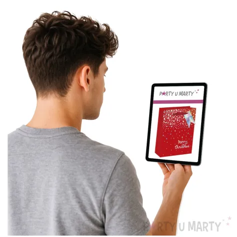 torebka prezentowa xmas snieg czerwona partypal 26x32x12 5 cm