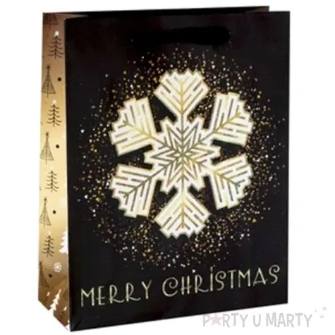 torebka prezentowa xmas sniezka czarna partypal 18x23x10 cm