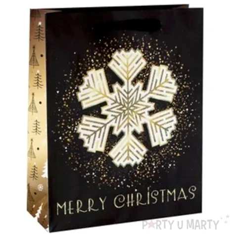torebka prezentowa xmas sniezka czarna partypal 32x42x12 cm