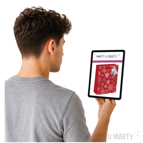 torebka prezentowa xmas sniezynki czerwona partypal 32x42x12 cm