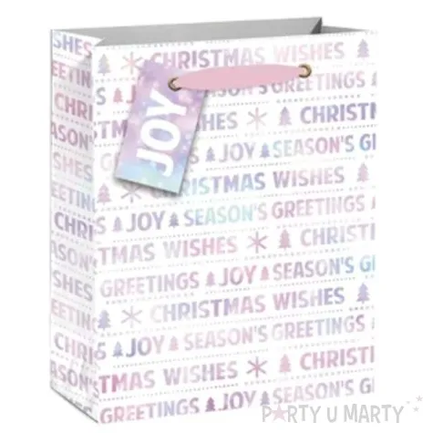 torebka prezentowa xmas zyczenia biala partypal 18x23x10 cm