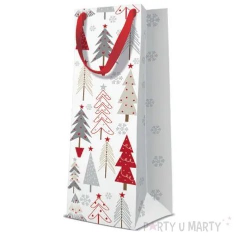 torebka prezentowa zimowa sceneria biala paw 12x37 cm