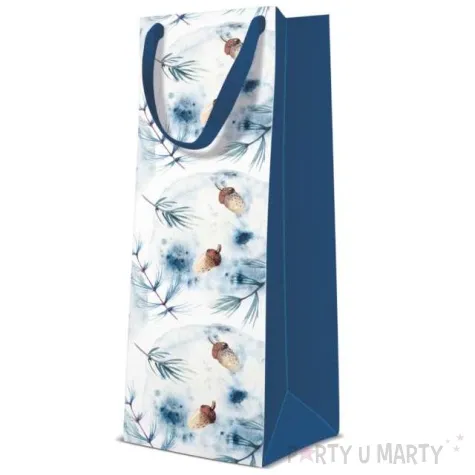 torebka prezentowa zimowy klimat galazki i zoledzie biala paw 37x12x10 cm