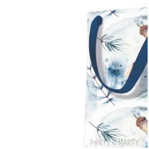 torebka prezentowa zimowy klimat galazki i zoledzie biala paw 37x12x10 cm