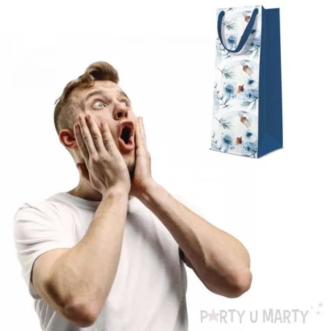 torebka prezentowa zimowy klimat galazki i zoledzie biala paw 37x12x10 cm