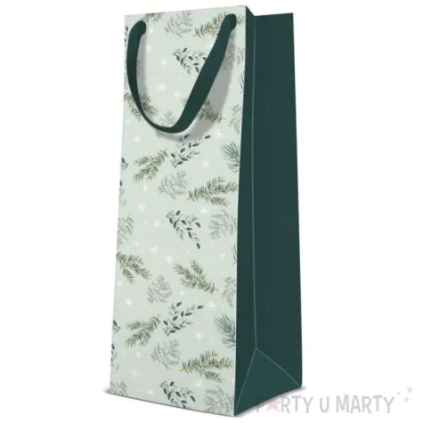 torebka prezentowa zimowy klimat galazki zielona paw 37x12x10 cm