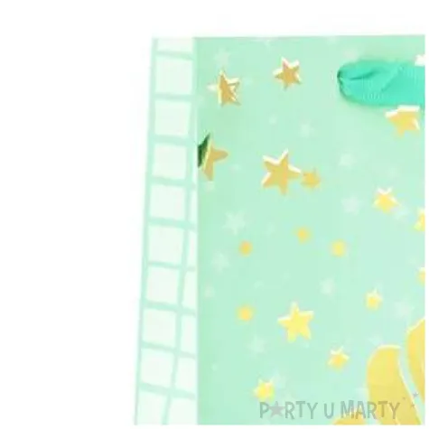 torebka prezentowa zloty lisc monstera zielona partypal 42 x 32 cm