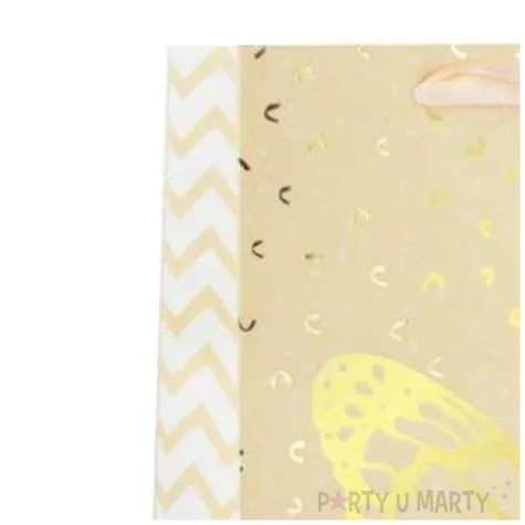 torebka prezentowa zloty motyl naturalny partypal 23 x 18 cm