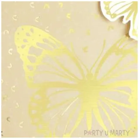 torebka prezentowa zloty motyl naturalny partypal 32 x 26 cm