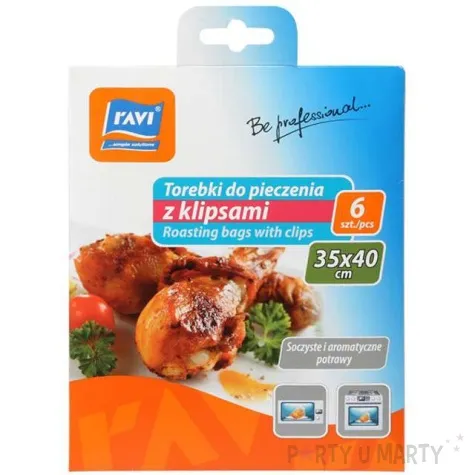 torebki do pieczenia classic z klipsem ravi 35x40cm 6szt