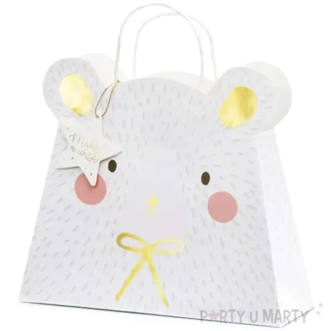 torebki na prezenty mis polarny bialy partydeco 27 x 31 5 cm