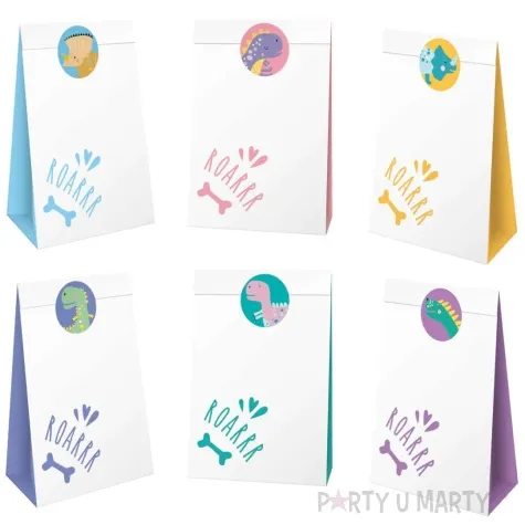 torebki na slodycze dinozaury partypal 17 5x10 cm 6 szt