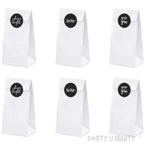 torebki na slodycze love diamond biale partydeco 6 szt