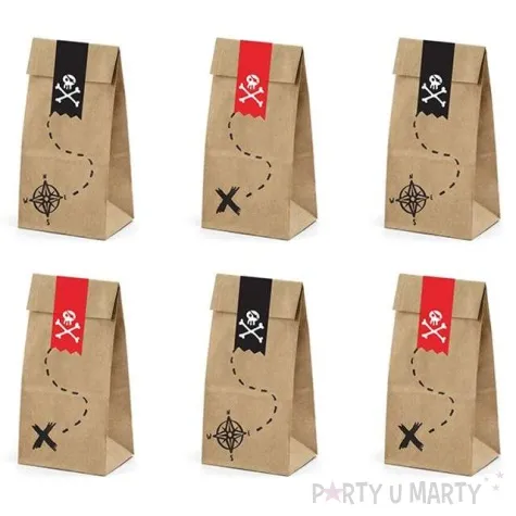 torebki na slodycze piraci kraft partydeco 6 szt