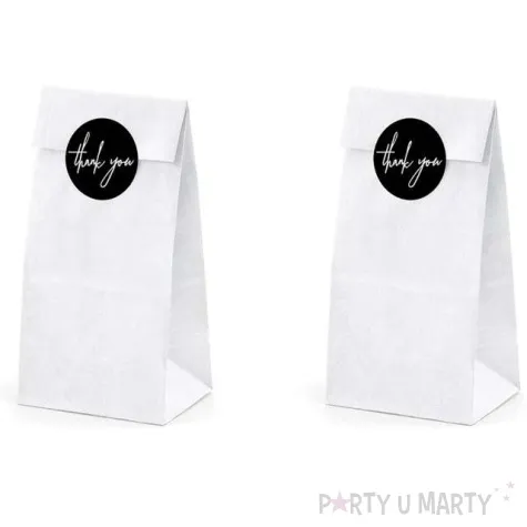 torebki na slodycze thank you biale partydeco 6 szt