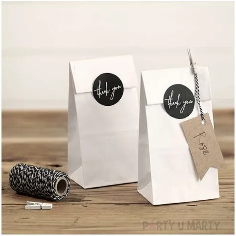 torebki na slodycze thank you biale partydeco 6 szt