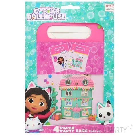 torebki papierowe gabbys dollhouse rozowy procos 16x22 cm 4 szt