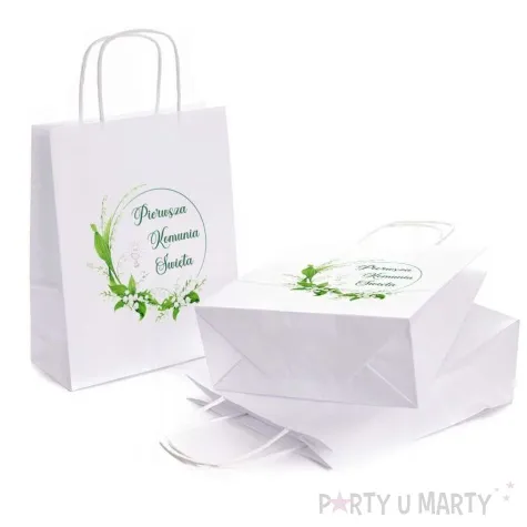 torebki prezentowe komunia swieta konwalie 18x22 cm