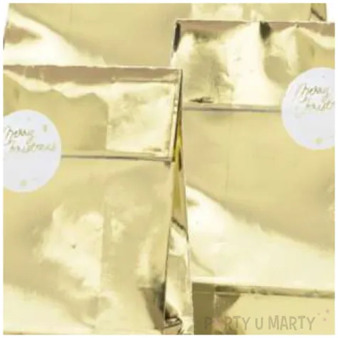 torebki prezentowe merry christmas zlote partydeco 25x38 cm 3 szt